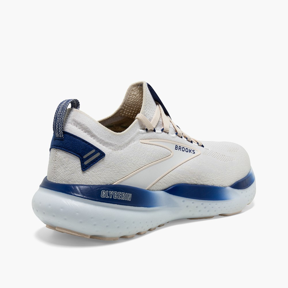 Chaussures Running Route Brooks Glycerin StealthFit 21 Blanche Bleu Homme | HIC-1458580